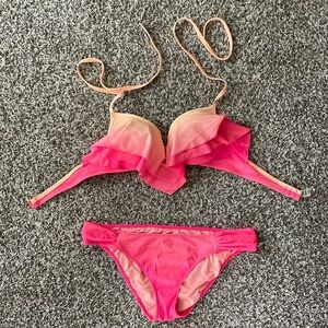 Ruffled ombré top (PINK size S) bikini and VS bottoms(size M)